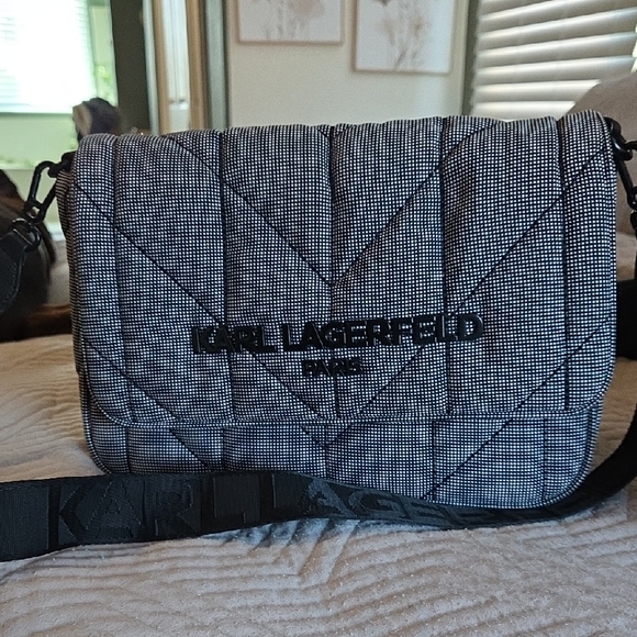 Karl Lagerfeld Gray Quilted Messenger Bag - Picture 1 of 10